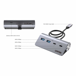 Unitek Hub alumininiowy USB-A/USB-C z 4 portami 5Gbps