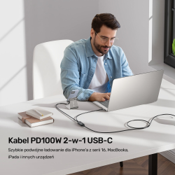 Unitek Kabel 2w1 USB-C PD 100W silikonowy 1,8 m