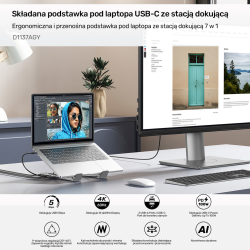 Unitek Podstawka regulowana pod laptop z hubem/HDMI/PD/SD