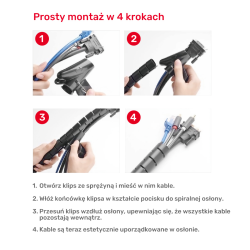 Unitek spiralny organizer na kable, 50 metrów, 22 mm średnicy, czarny