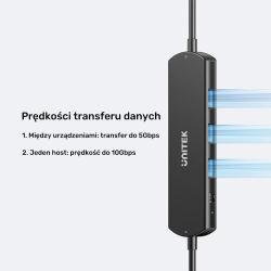 Unitek KVM Hub 10Gbps - przełączanie między 2 hostami (komputerami) 3×USB-A
