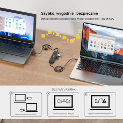 Unitek KVM Hub 10Gbps - przełączanie między 2 hostami (komputerami) 3×USB-A