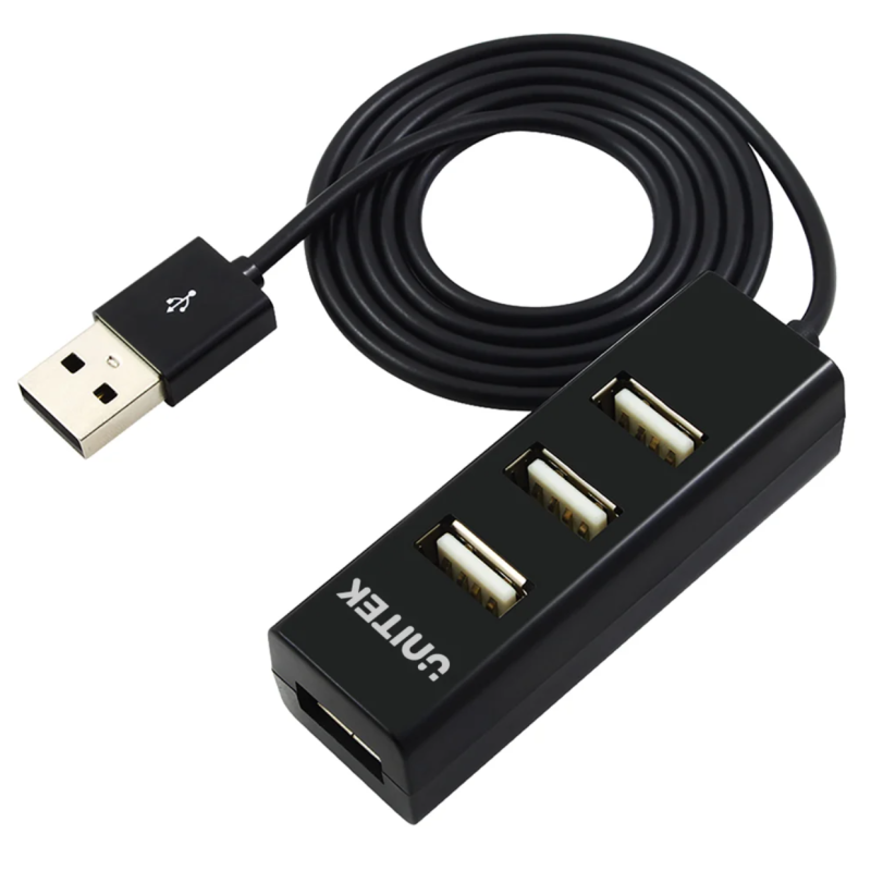 Unitek Y-2140 czarny hub z USB na 4x USB 2.0, mini, mały, 80cm kabel