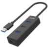 Unitek Y-3089 czarny hub z USB na 4x USB 3.0 do 5Gbps, 30cm, mały