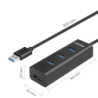 Unitek Y-3089 czarny hub z USB na 4x USB 3.0 do 5Gbps, 30cm, mały