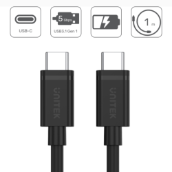 Unitek przewód / kabel czarny USB-C do USB-C 1m