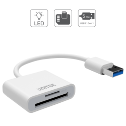 Unitek biały Y-9321 czytnik kart USB 3.0 SD, microSD - 2 karty jednocześnie