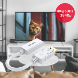 Unitek Y-6332 biały adapter / konwerter z DisplayPort 1.2 do HDMI 1.4 do 4K