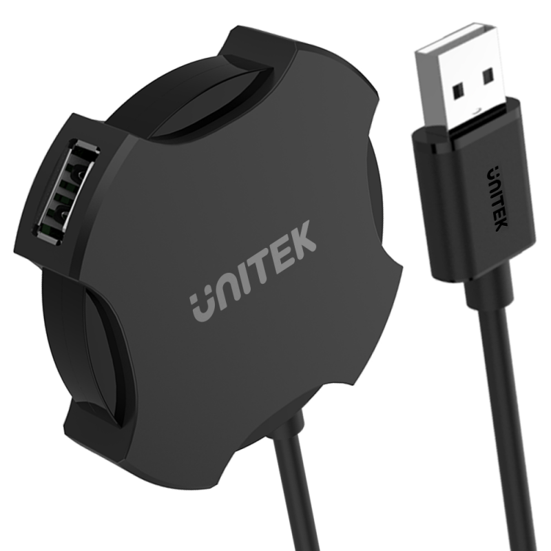 Unitek Y-2178 czarny hub USB na 4x USB 2.0, mały, Plug&Play