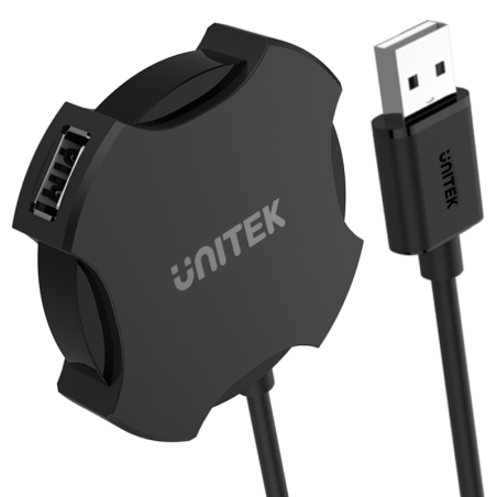 Unitek Y-2178 czarny hub USB na 4x USB 2.0, mały, Plug&Play