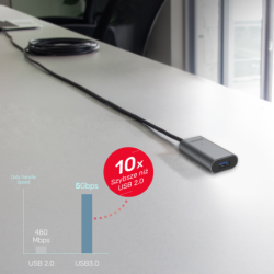 Unitek U304A czarny przedłużacz, wzmacniacz sygnału USB-C na USB(A) 5M