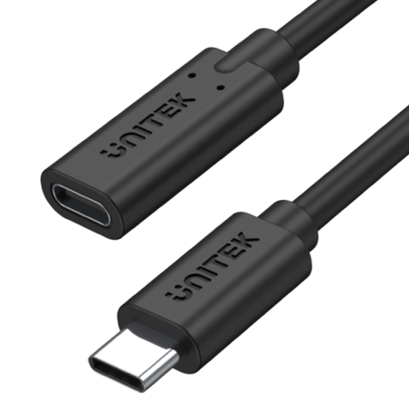Unitek czarny kabel, przedłużacz USB-C 10Gbps 4K, PD 100W 50cm