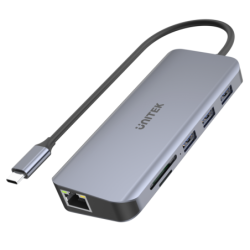 Unitek Hub USB-C 3xUSB 3.1 PD 100W, HDMI 4K, czytnik SD, VGA, RJ45 Ethernet