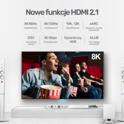 Unitek przewód kabel HDMI 2.1 8K 60Hz, 4K 120Hz, UHD, 3m - C139W, 48Gbit