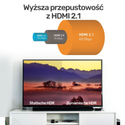 Unitek przewód kabel HDMI 2.1 8K 60Hz, 4K 120Hz, UHD, 3m - C139W, 48Gbit