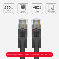 Unitek czarny kabel sieciowy płaski UTP Ethernet Cat.6 2m 1Gbps