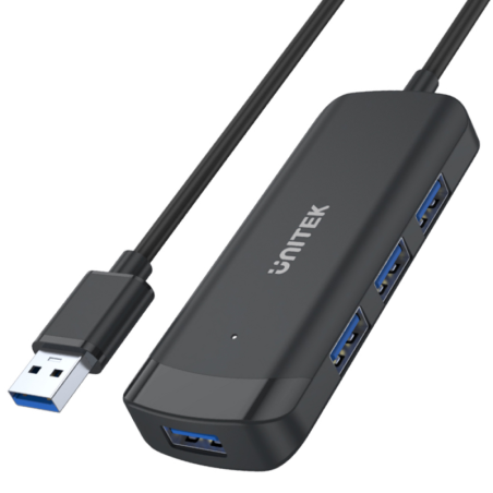 Unitek Hub czarny USB 3.1 na 4 porty USB-A 3.0, kabel 1,5m 5Gbps