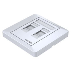 Unitek płytka ścienna podwójna 2x RJ45 biała, błyszcząca