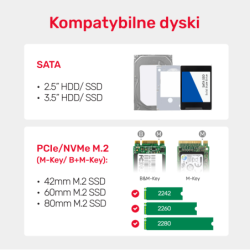 Unitek mostek stacja klonująca dyski SATA 2,5 / 3,5 SSD HDD i M.2 +zasilacz