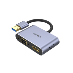 Unitek Adapter USB na HDMI i VGA, FullHD 60Hz 1080p, 2 ekrany na raz