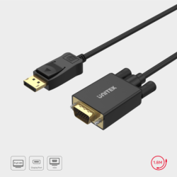 Unitek Adapter DisplayPort 1.1a na VGA, kabel 1,8m FullHD 1080p