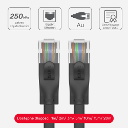 Unitek czarny kabel sieciowy płaski UTP Ethernet Cat.6 0,3m 1Gbps