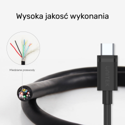 Unitek czarny kabel, przewód USB 3.1 typ A do USB-C M-M 0,5m QC 2.0