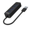 Unitek czarny Hub USB-A na 4 porty USB 3.1, aktywny, 10W, 15 cm kabel