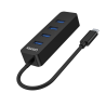 Unitek czarny Hub USB-C na 4 porty USB 3.1, aktywny, 10W, 15cm kabel
