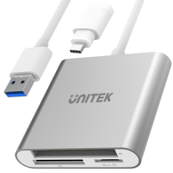 Unitek Y-9313D srebrny czytnik kart na USB-C All-in-One - CF, SD, microSD