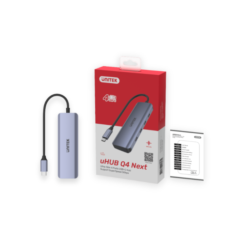 Unitek Hub USB-C 3.1 na 4 x USB-C, 5 Gbps, aluminiowy, Plug&Play