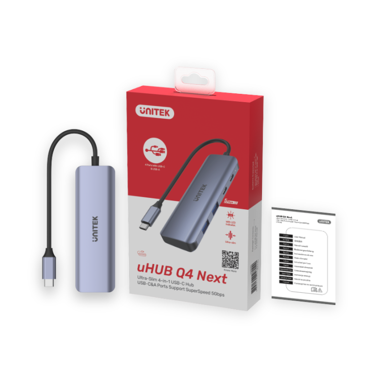 Unitek Hub USB-C 3.1 na 2 x USB-A, 2 x USB-C, 5Gbps, aluminiowy, Space Grey