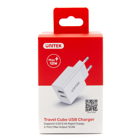 Unitek biała ładowarka 2x USB-A 12W 5V/2.4A