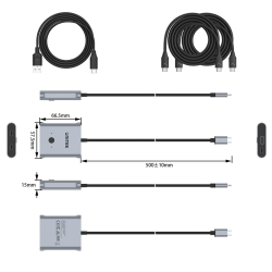 Unitek dwukierunkowy przełącznik rozgałęźnik adapter USB-C 4K 144Hz UHD