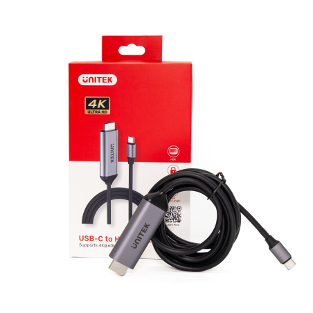 Unitek kabel przewód USB-C na HDMI 4K 60Hz, 1,8 m HDCP 2.3
