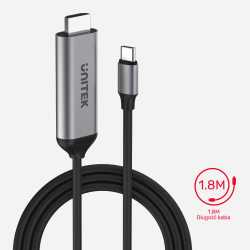 Unitek kabel przewód USB-C na HDMI 4K 60Hz, 1,8 m HDCP 2.3