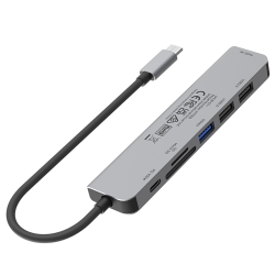 Unitek Hub USB-C na 7w1 3x USB-A, PD 100W, HDMI 1.4, czytnik SD i microSD