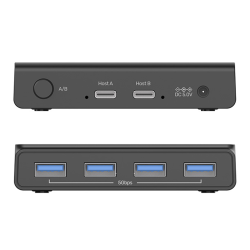 Unitek przełącznik KVM 4x USB-A 5Gbps aktywny, 2 wejścia USB-C