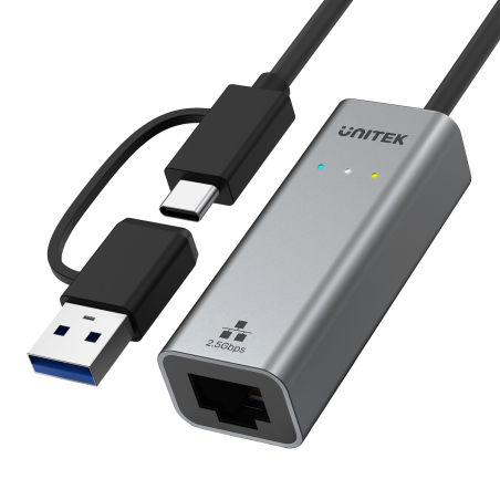 Unitek Adapter karta sieciowa USB-A USB-C na RJ45 2,5 Gbps Ethernet LAN