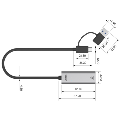 Unitek Adapter karta sieciowa USB-A USB-C na RJ45 2,5 Gbps Ethernet LAN
