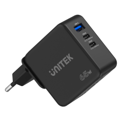 Unitek Ładowarka GaN, PD 65W 2x USB-C, 1x USB-A + przejściówki US, EU, UK