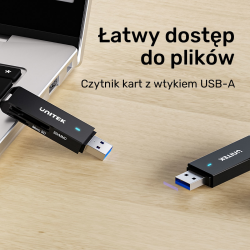 Unitek czarny czytnik kart USB 3.0 - SD i microSD, SDHC