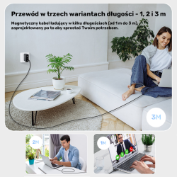 Unitek czarny kabel przewód zasilający USB-C - MagSafe 3 140W 1 m