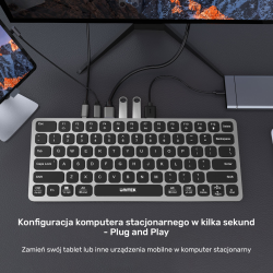 Unitek Klawiatura 9w1, hub USB x3, HDMI 4K 60Hz, PD 100W, SD, minijack