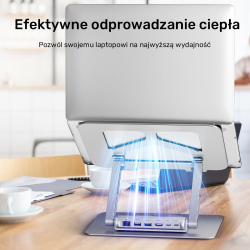 Unitek Podstawka srebrna pod laptopa USB-C HDMI 4K PD LAN, 100W max. 6 KG