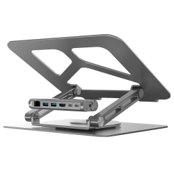 Unitek Podstawka srebrna pod laptopa USB-C HDMI 4K PD LAN, 100W max. 6 KG