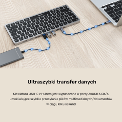 Unitek Klawiatura 9w1, hub USB x3, HDMI 4K 60Hz, PD 100W, SD, minijack