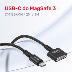 Unitek czarny kabel przewód zasilający USB-C - MagSafe 3 140W 1 m