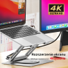 Unitek Podstawka srebrna pod laptopa USB-C HDMI 4K PD LAN, 100W max. 6 KG