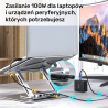 Unitek Podstawka srebrna pod laptopa USB-C HDMI 4K PD LAN, 100W max. 6 KG